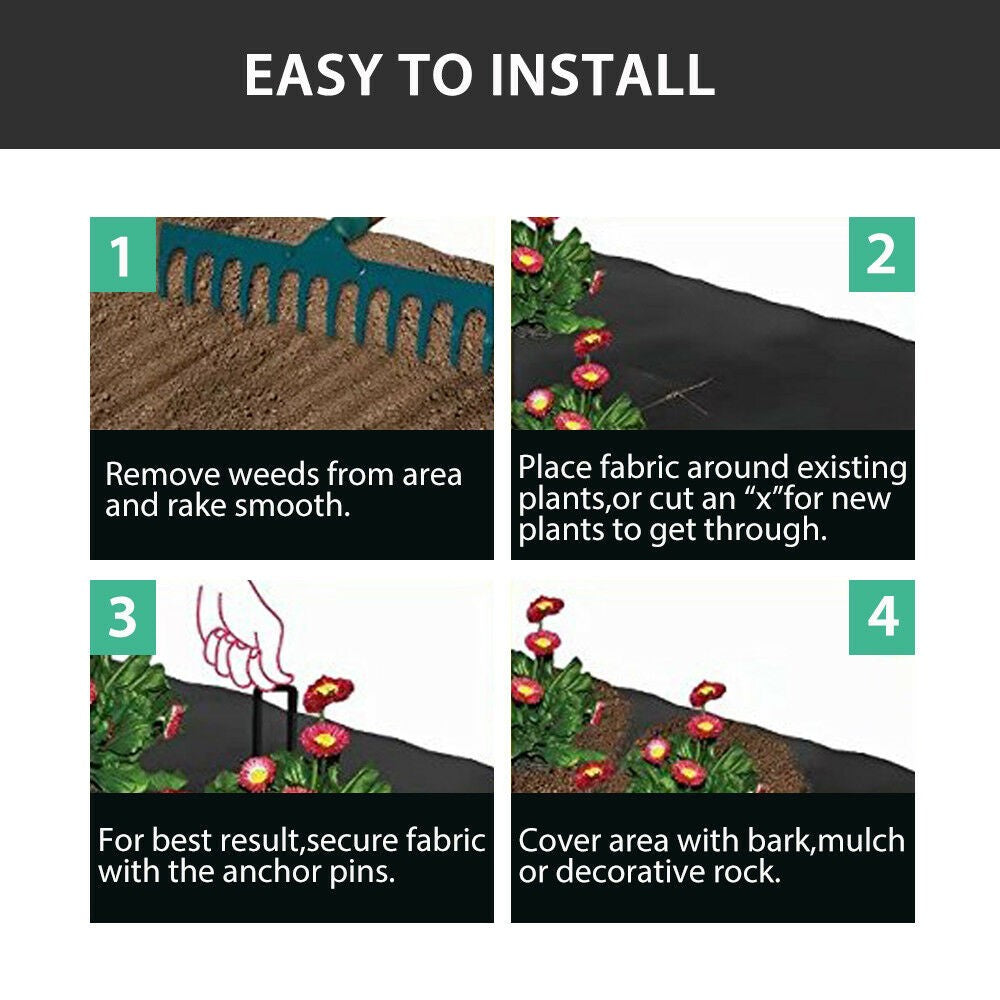 2x100m Weed Mat Weedmat Control Matting Woven Fabric Garden Plant