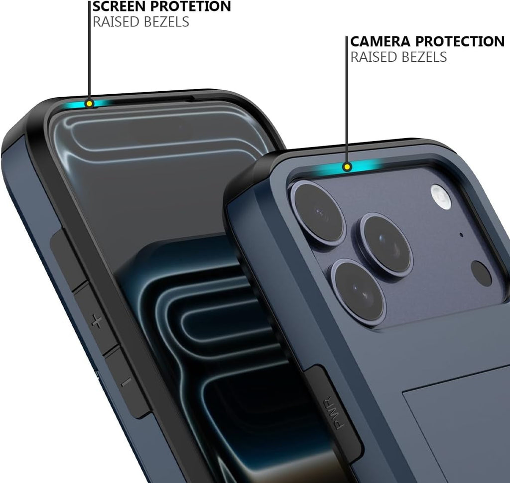 Shockproof Card Slots Back Holder Rugged Case Cover For iPhone 17 Pro