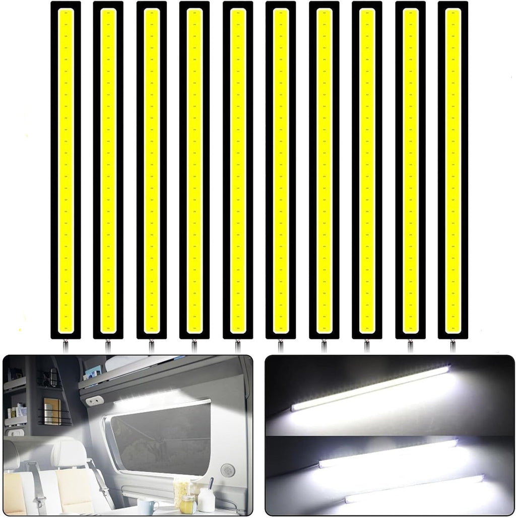 10X 12V White DRL LED Strip Lights Bars Camping Caravan Boat Car COB