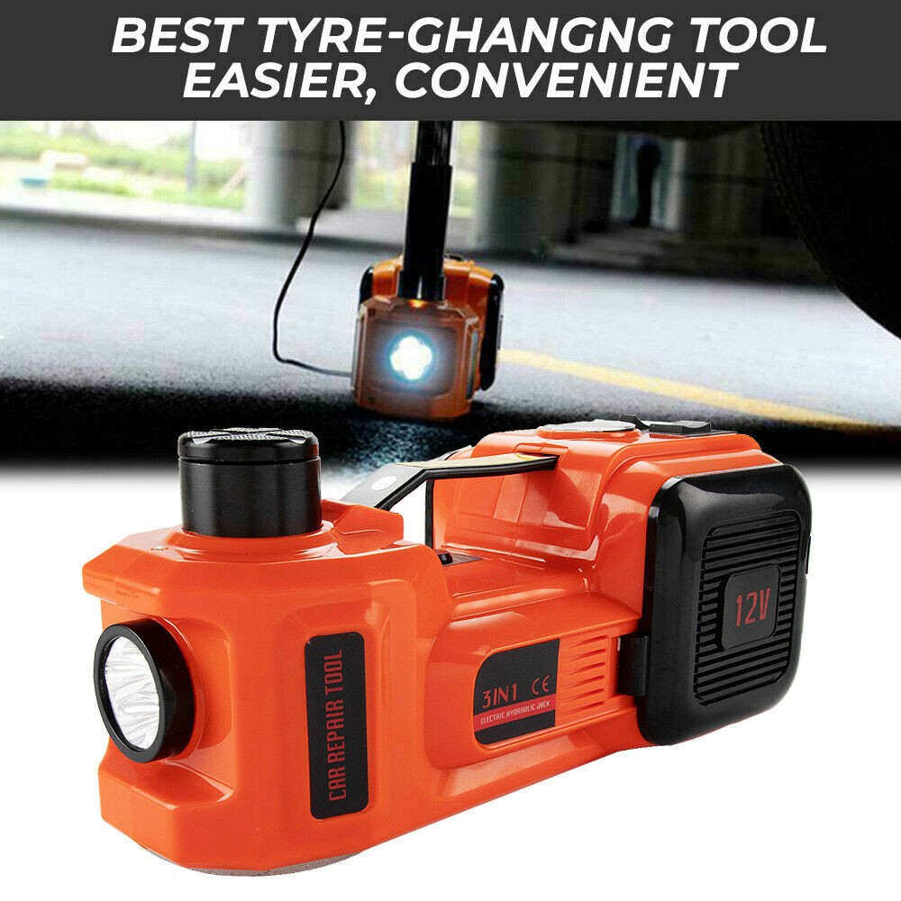 5Ton 12V Car Electric Hydraulic Floor Jack Lift + Impact Wrench Kit