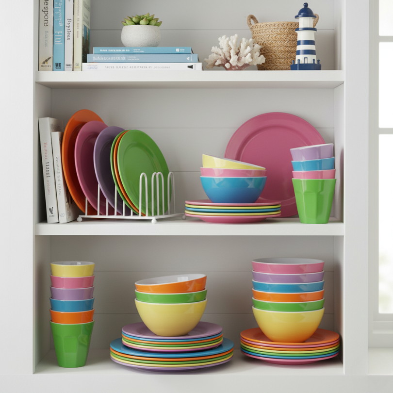 Henni & Friends 24PCS Melamine Plates Cups Bowls Set Kids Children