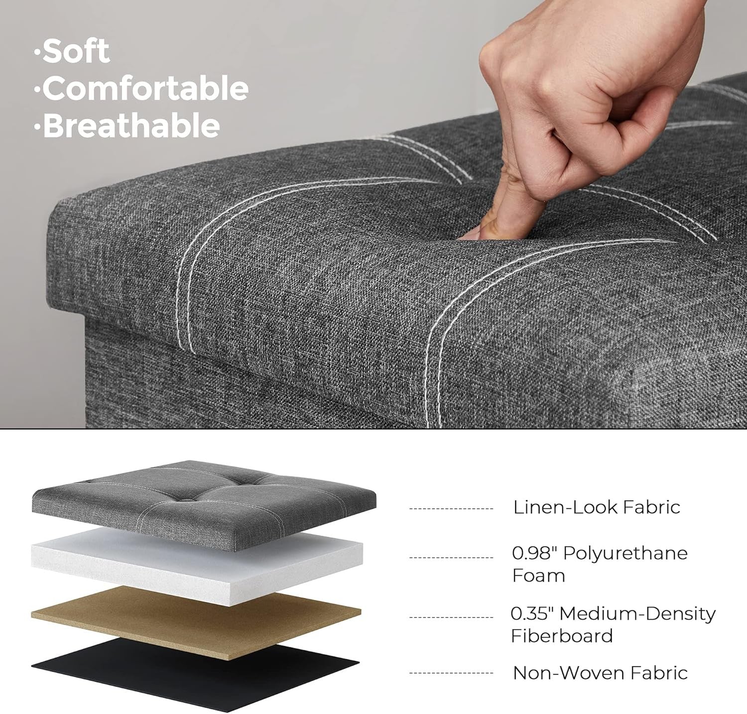 Folding Ottoman Storage Bench