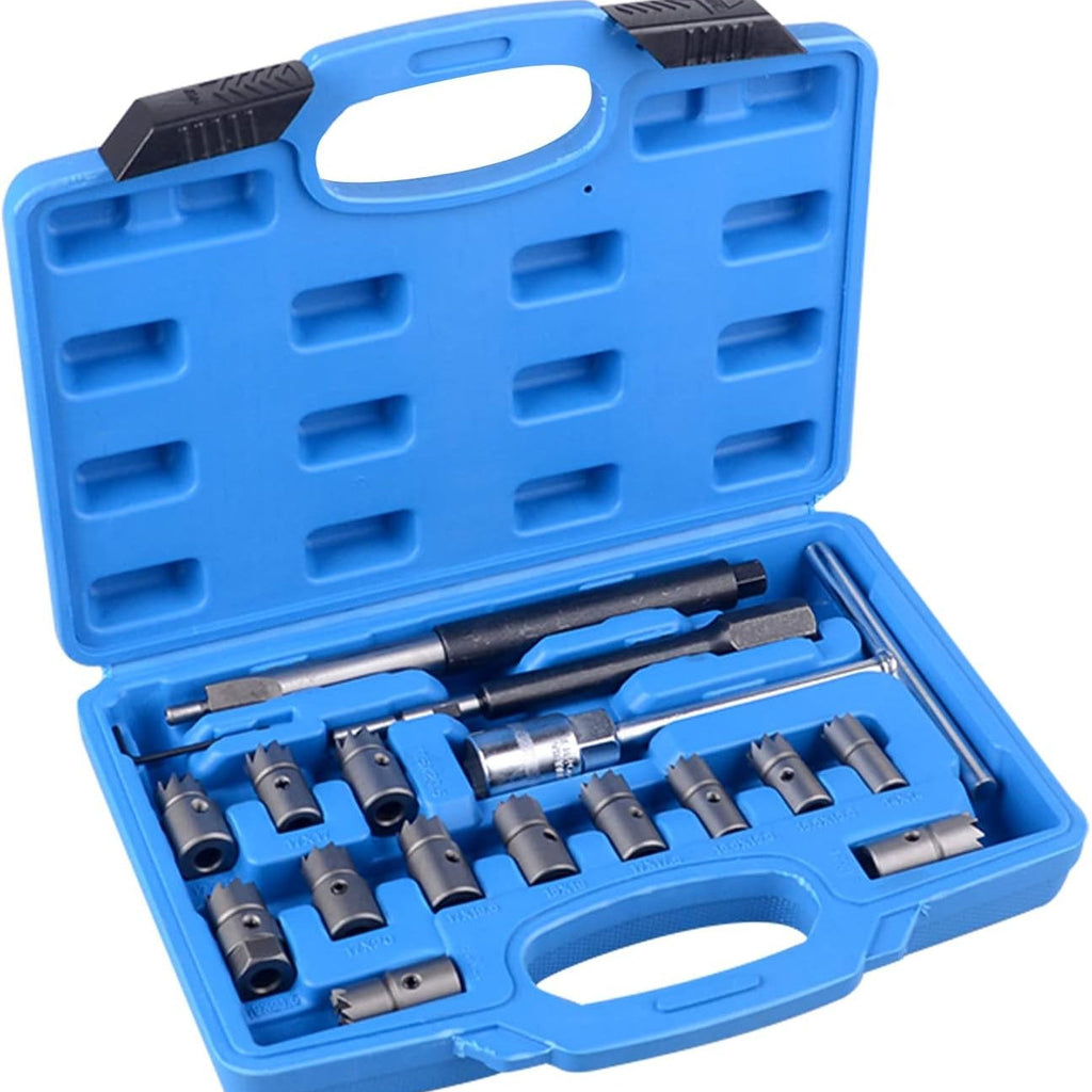 17PCS Professional Diesel Injector Seat Cutter Cleaner Tool Set