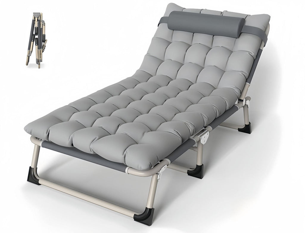 Adjustable Portable Folding Bed with Mattress and Headrest