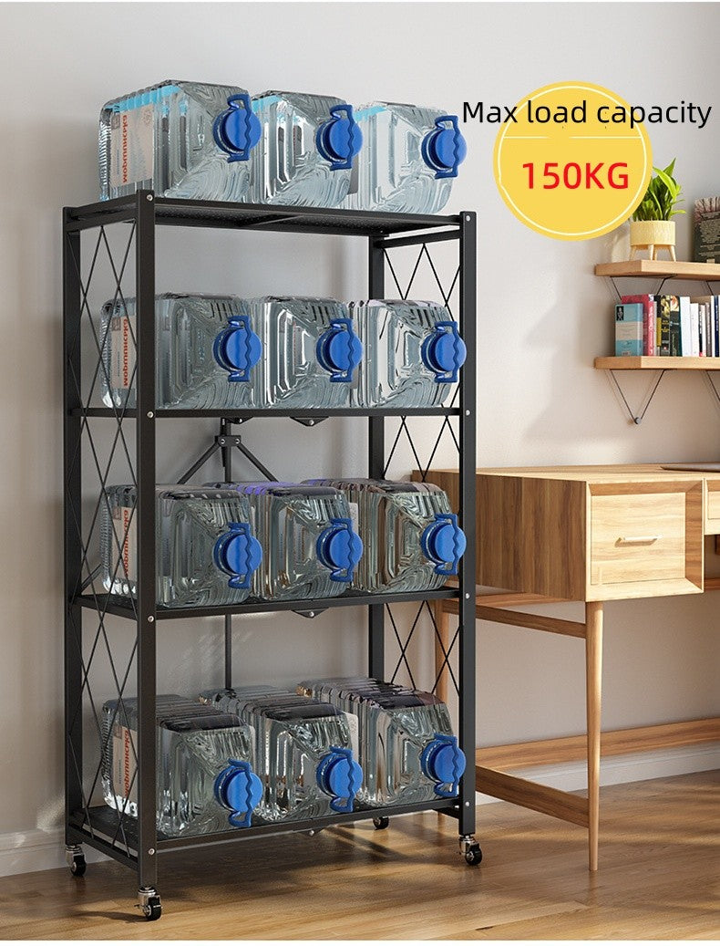 4 Tier Storage Shelf Wheel Rack Foldable Organizer