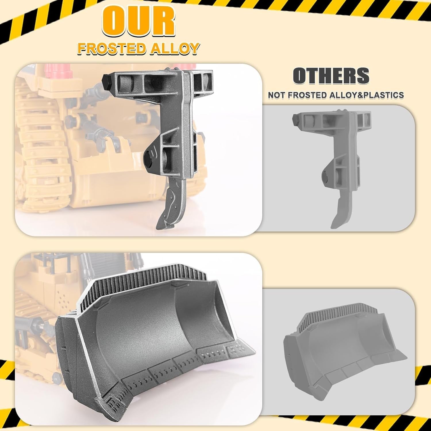 Remote Controlled Bulldozer, 9-Channel Metal RC Construction Vehicle Toy