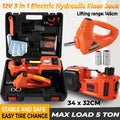 5Ton 12V Car Electric Hydraulic Floor Jack Lift + Impact Wrench Kit