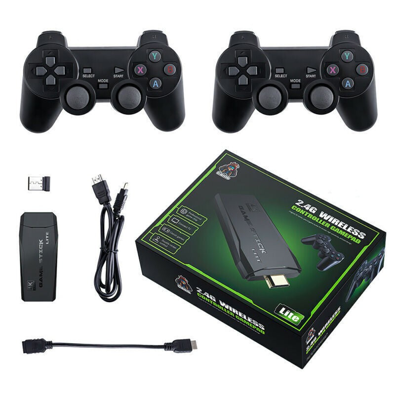 64G TV Video Game Stick Retro Gaming Console 2 Wireless Controller