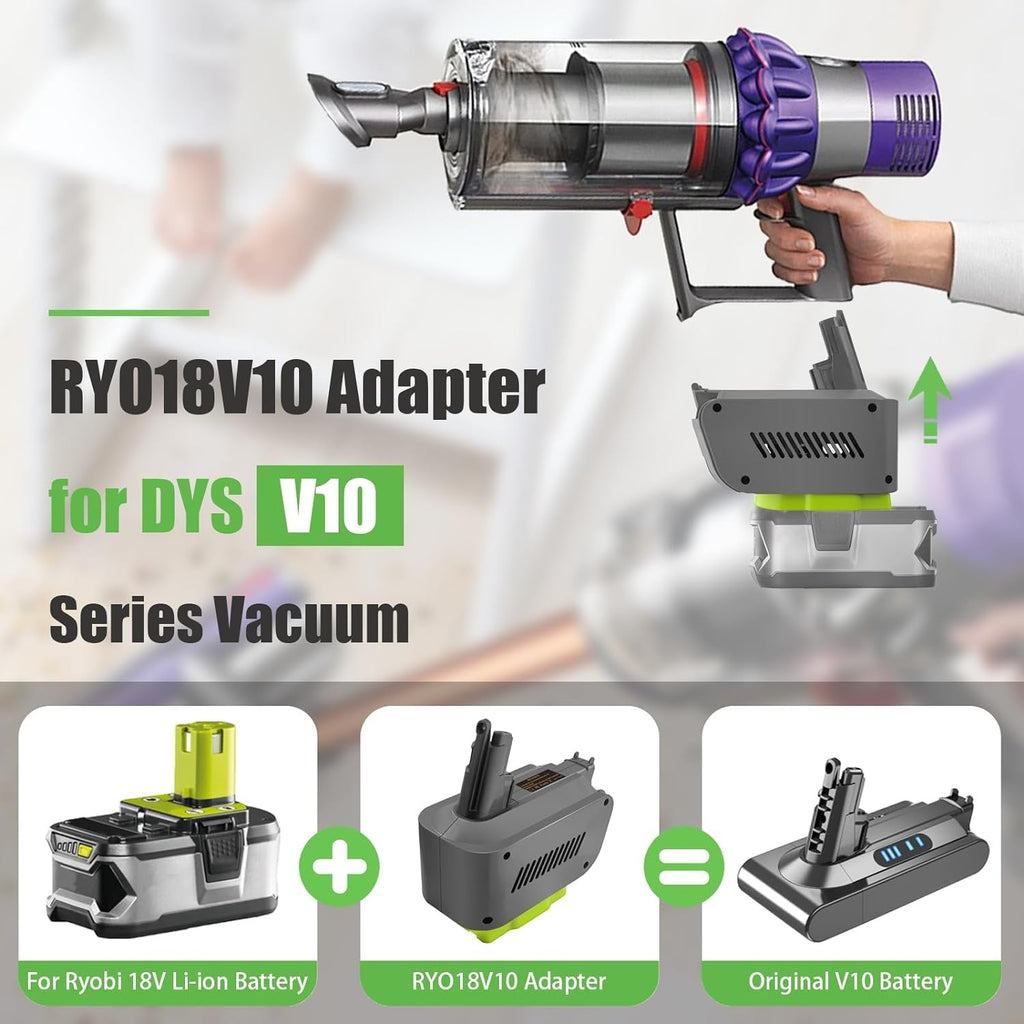 For Ryobi 18V Battery to Dyson V10 Animal Absolute Battery Adapter Converter