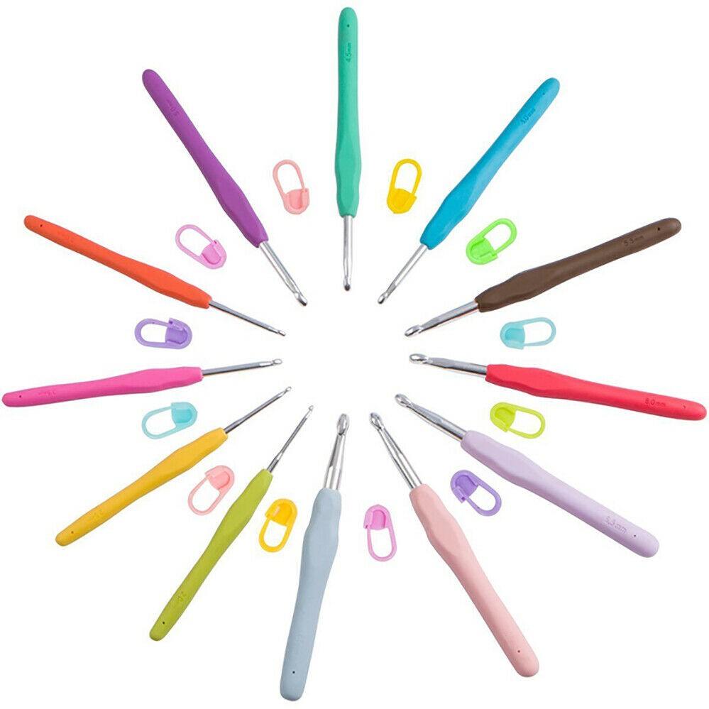 30Pcs Grip With handle Bag Needles Knitting Sets Soft Crochet Sewing Tools Hooks