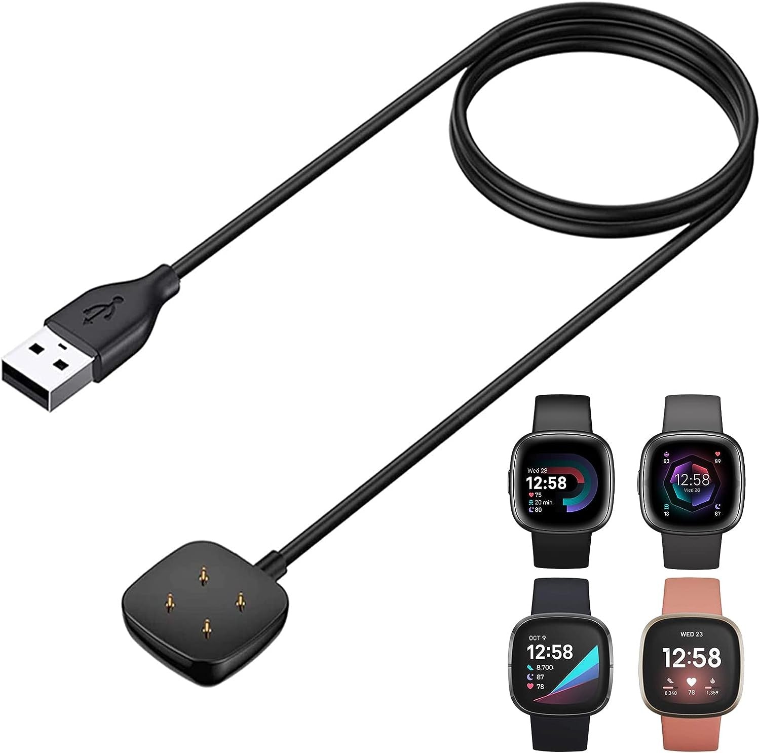 Charger Cable Replacement for Fitbit Versa 3/4 Sense/Sense 2 Smartwatch 1M