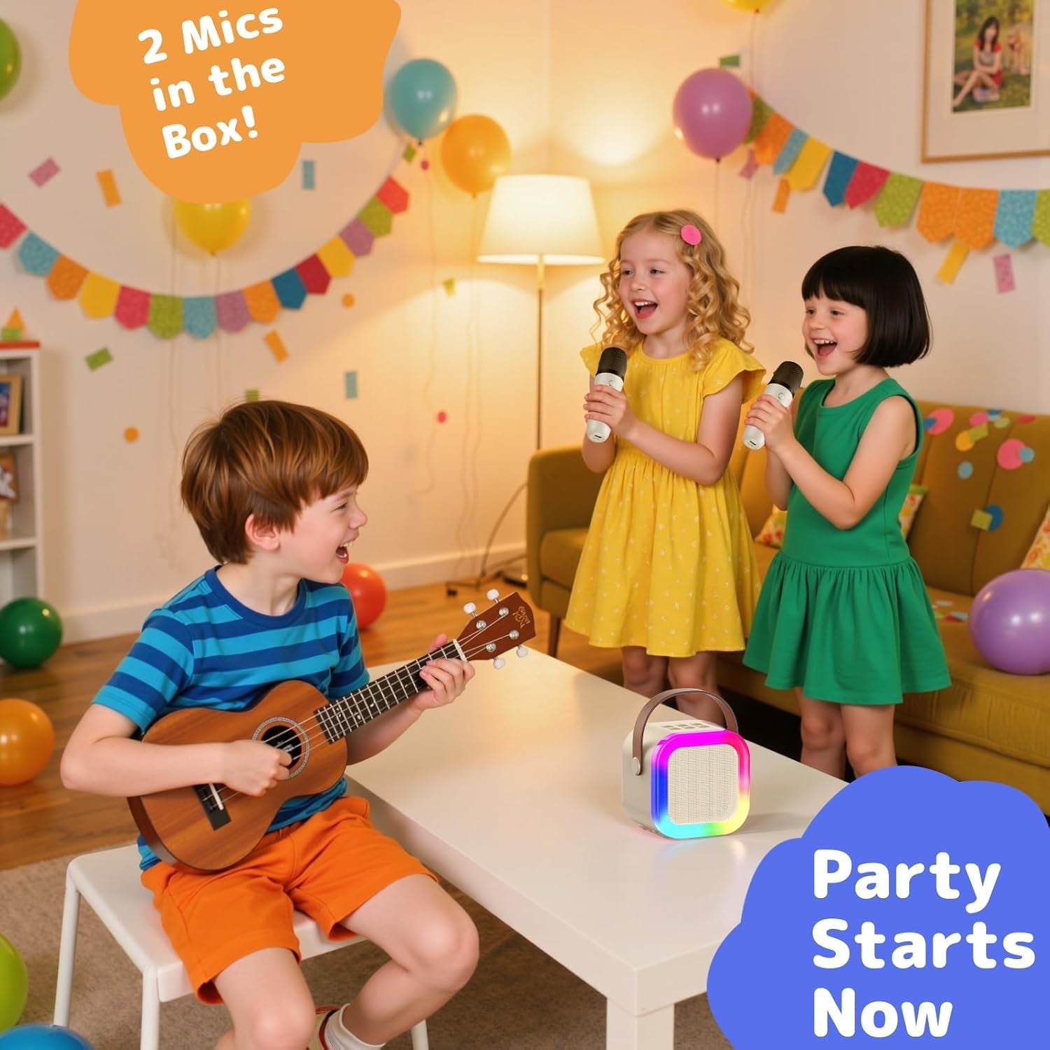 Salelink Karaoke Machine with 2 Microphones Bluetooth Speaker