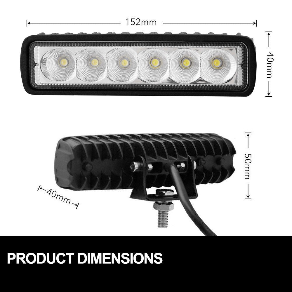 2x 6inch 30W LED Work Driving Light Bar Flood beam Lamp Reverse Offroad 4x4