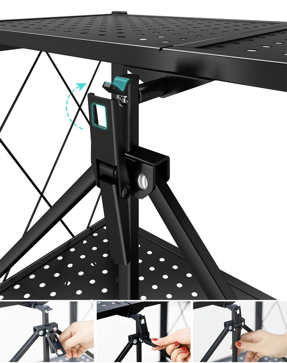 4 Tier Storage Shelf Wheel Rack Foldable Organizer