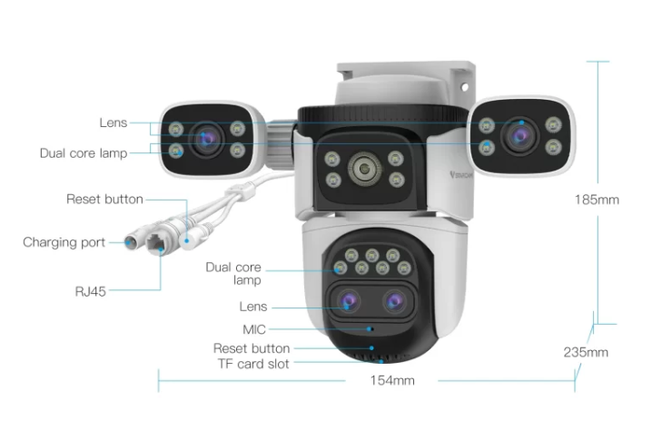 Vstarcam Outdoor Security Camera Four Lens AU Plug Human Detection Zoom