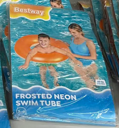 Bestway Frosted Neon Inflatable Swim Ring Tube 76cm Orange