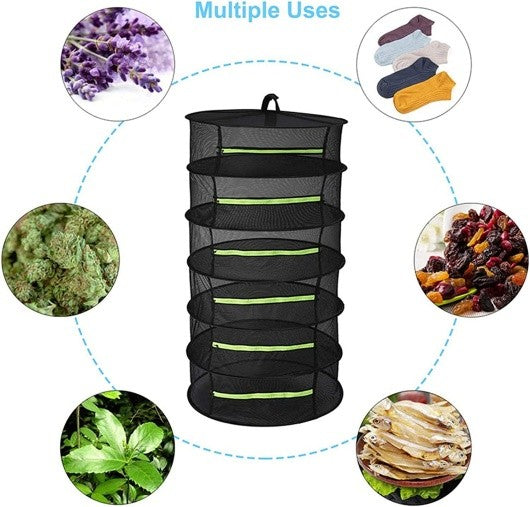 6 Tier Drying NET Large Shelf Hydroponic Hanging Grow Herb Plant Dry Rack