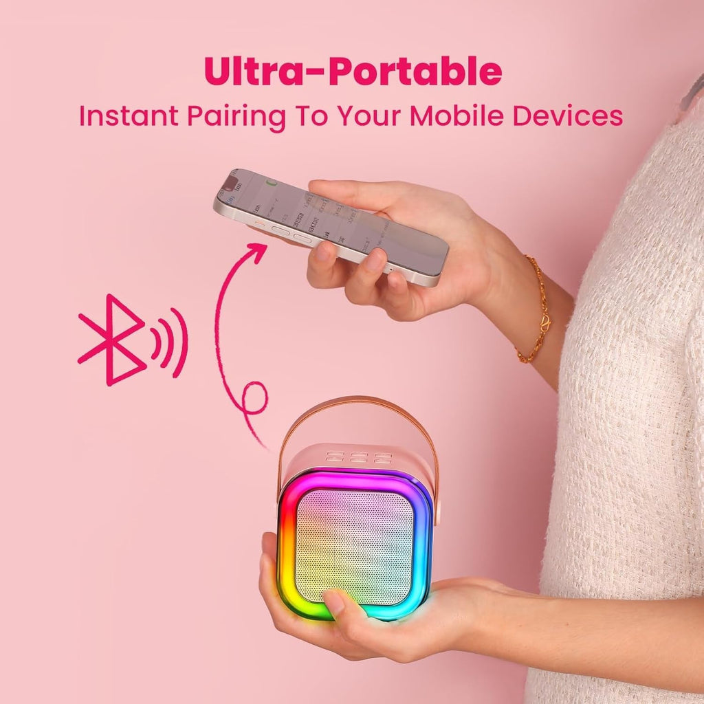 Salelink Portable Mini Karaoke Machine Bluetooth Speaker with 2 Wireless Microphones