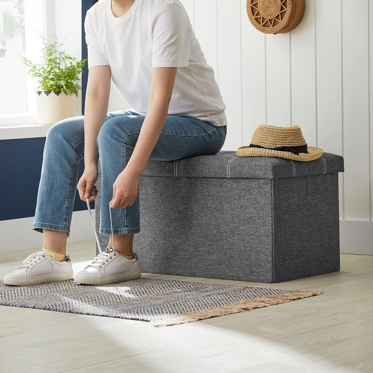 Folding Storage Ottoman Bench