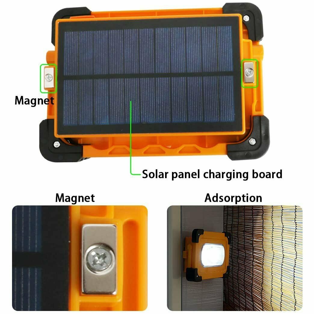 Solar COB LED Work Light Camping Tent Torch Flood Lamp