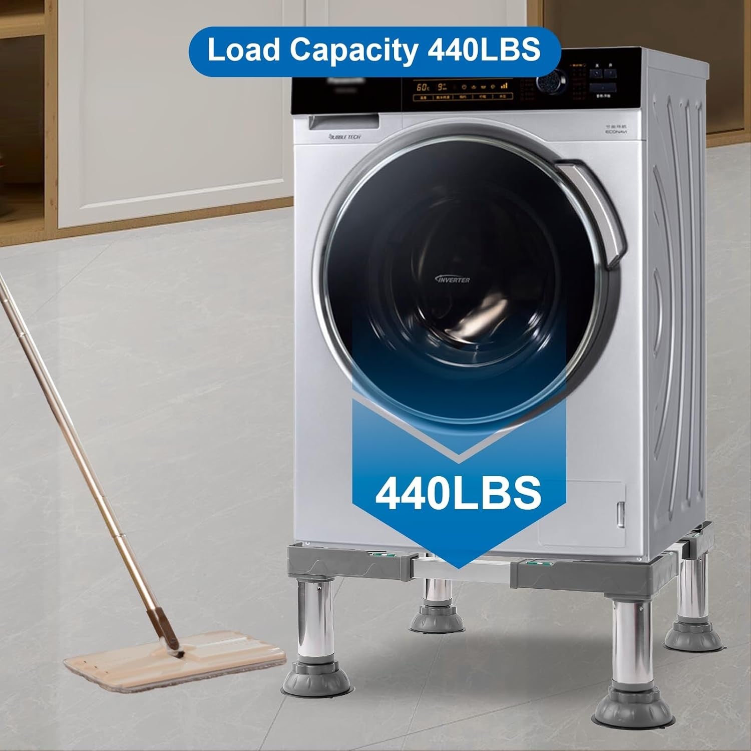 Mini Fridge Stand 16-24.8" Adjustable Heavy Duty Washer Dryer Pedestal
