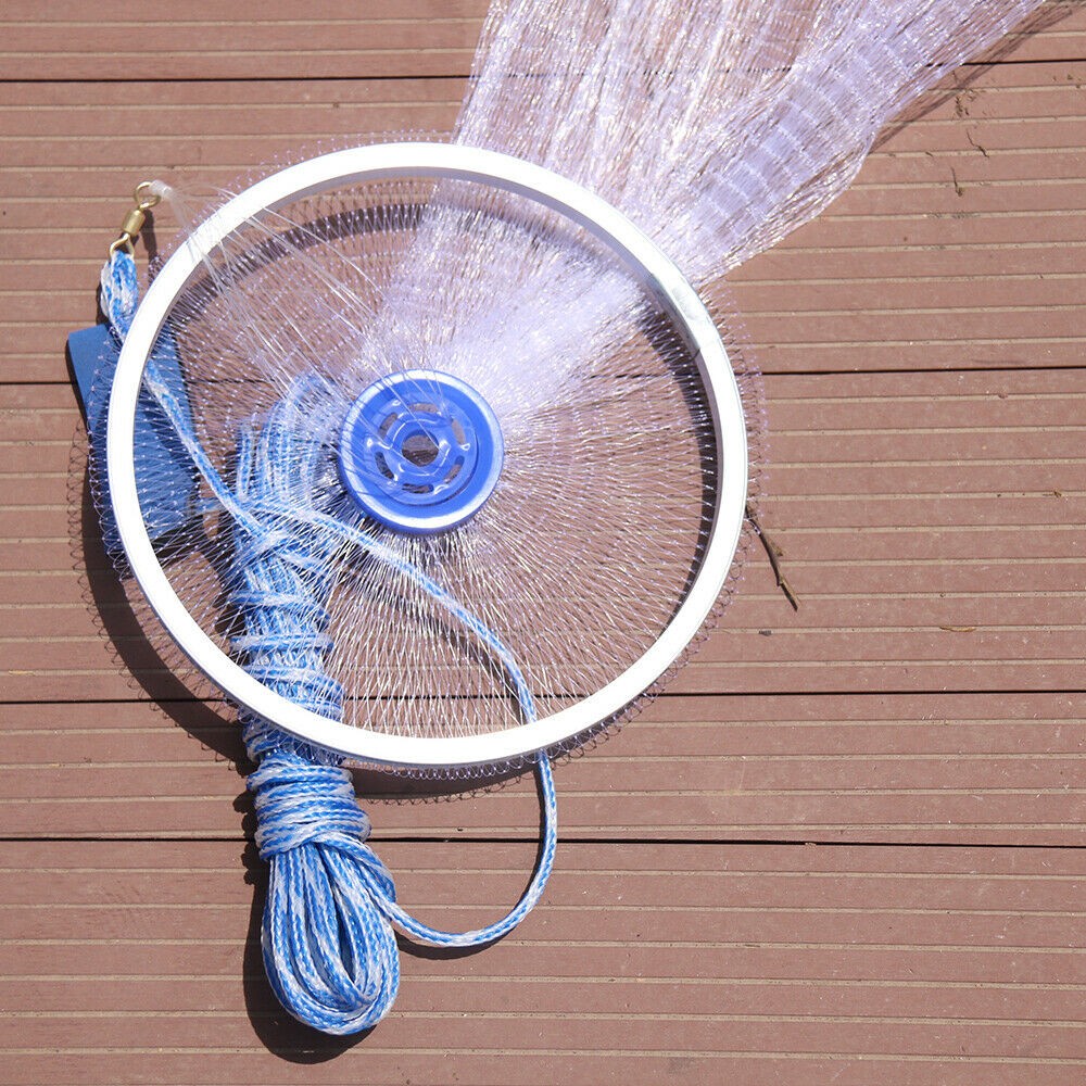 Fishing Net Quick Throw Mono Nylon Mesh Drawstring Chain Bottom Spread