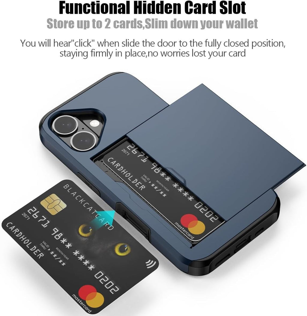 Shockproof Card Slots Back Holder Rugged Case Cover For iPhone 17