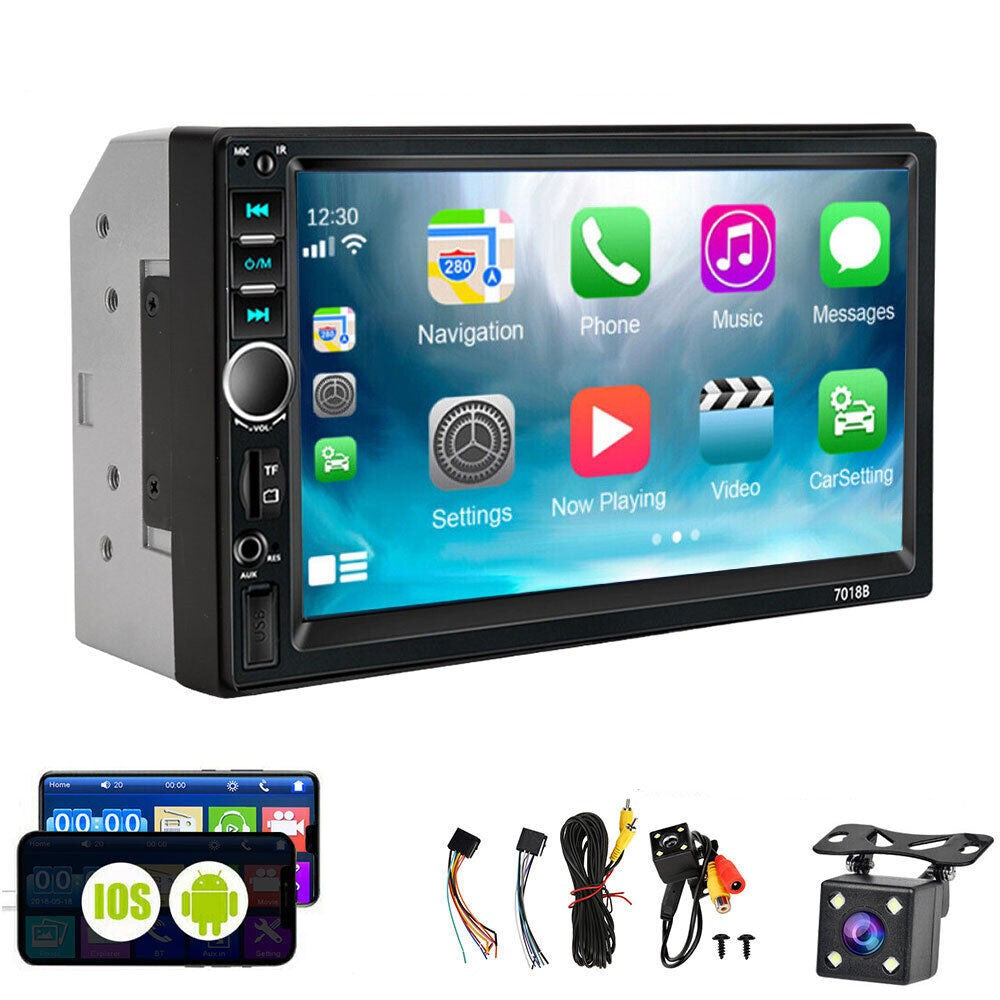 7" Double 2 DIN Bluetooth Head Unit Car Stereo Touch Screen Radio FM/TF/USB/AUX