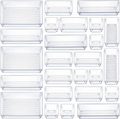 25PCS Clear Plastic Drawer Organizers Set Storage Bins for Makeup,Jewelries