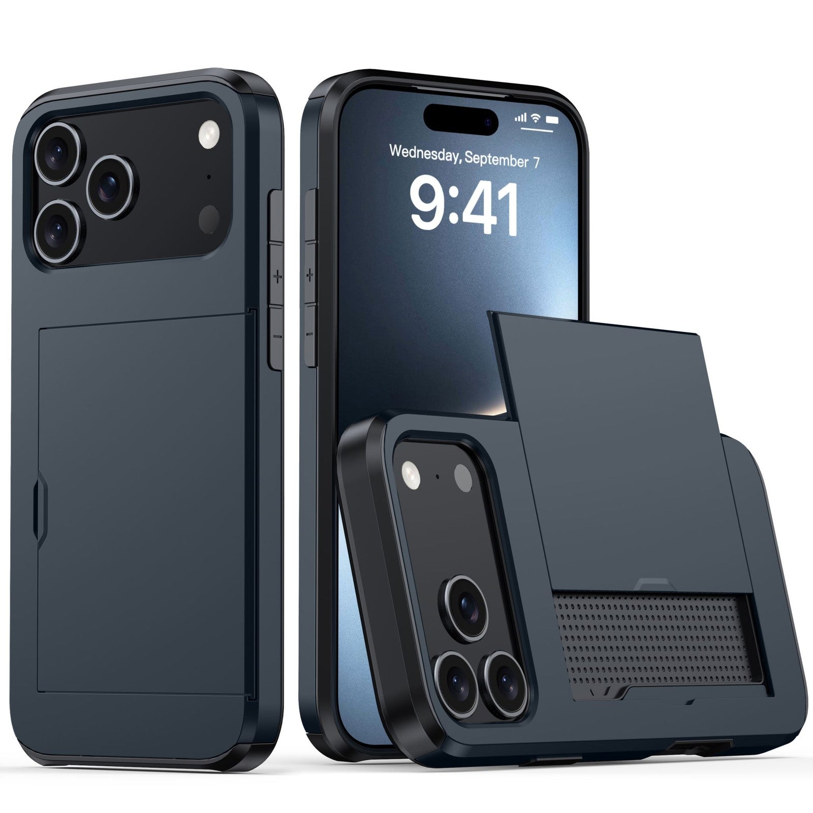 Shockproof Card Slots Back Holder Rugged Case Cover For iPhone 17 Pro