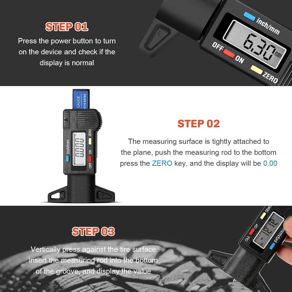 Tyre Tread Depth Gauge Portable Tread Depth Tester