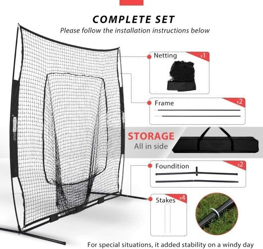 Salelink 213x213cm Baseball Backstop Softball Practice Net