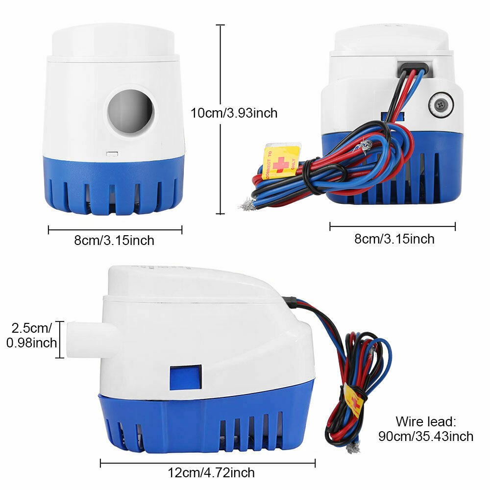 12V Bilge Pump Boat Automatic Water 1100GPH Auto Marine Submersible Float Switch