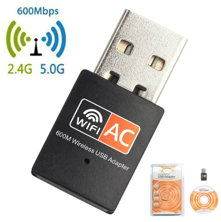Dual Band 600Mbps USB WiFi Wireless Dongle Lan Network Adapter 2.4GHz 5GHz