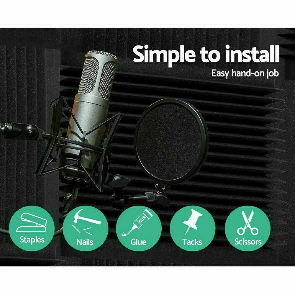 12PCS Studio Acoustic Foam Sound Absorption Proofing Panel Wedge