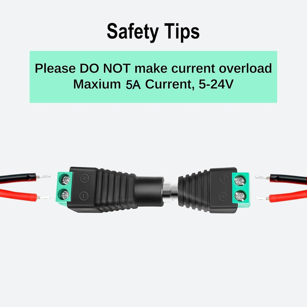 10x 12V Jack Connection 5050 3528 Led Strip Light Connector Power Supply Adapter