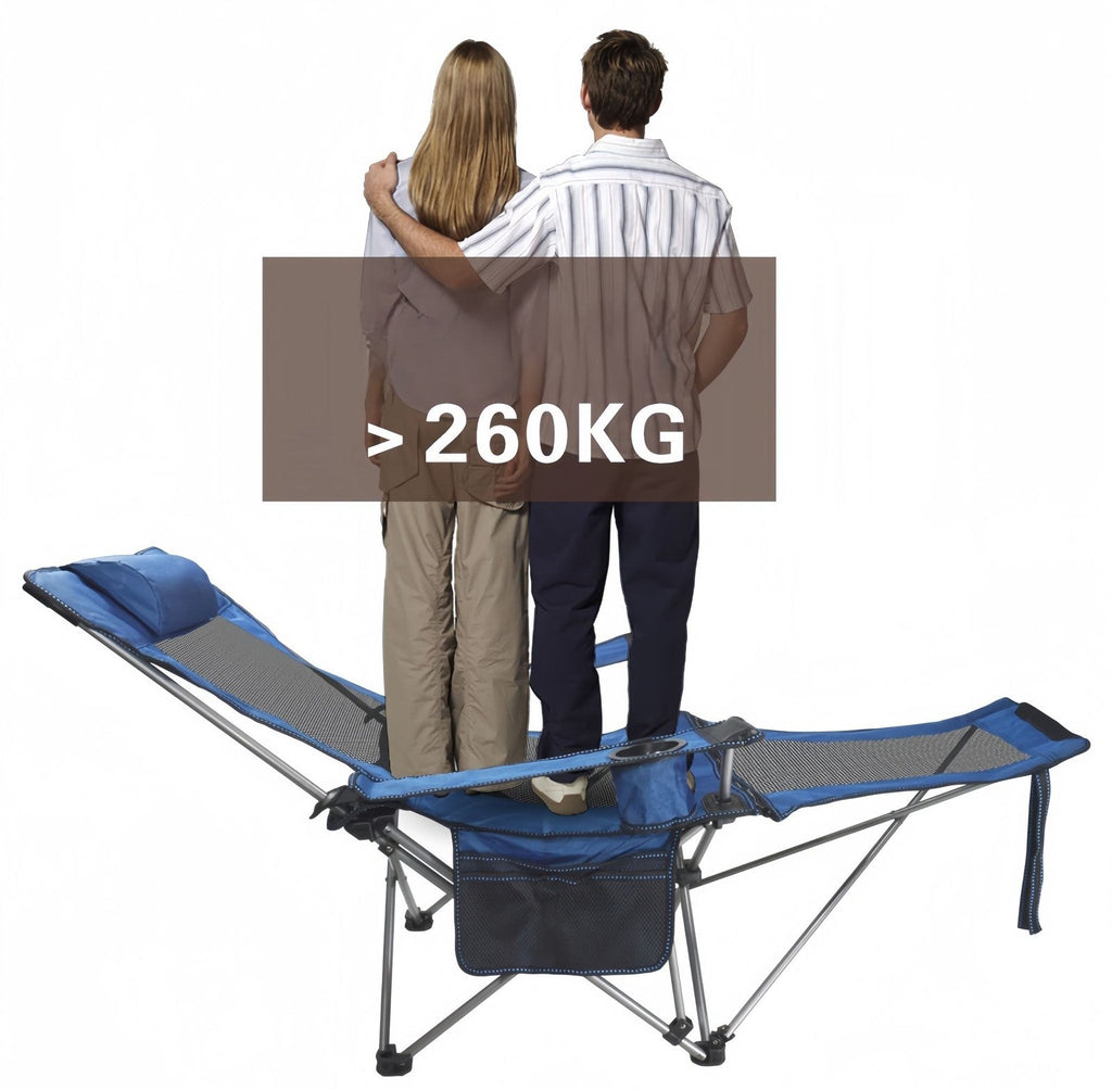Folding Reclining Adjustable Camping Chair with Detachable Footrest