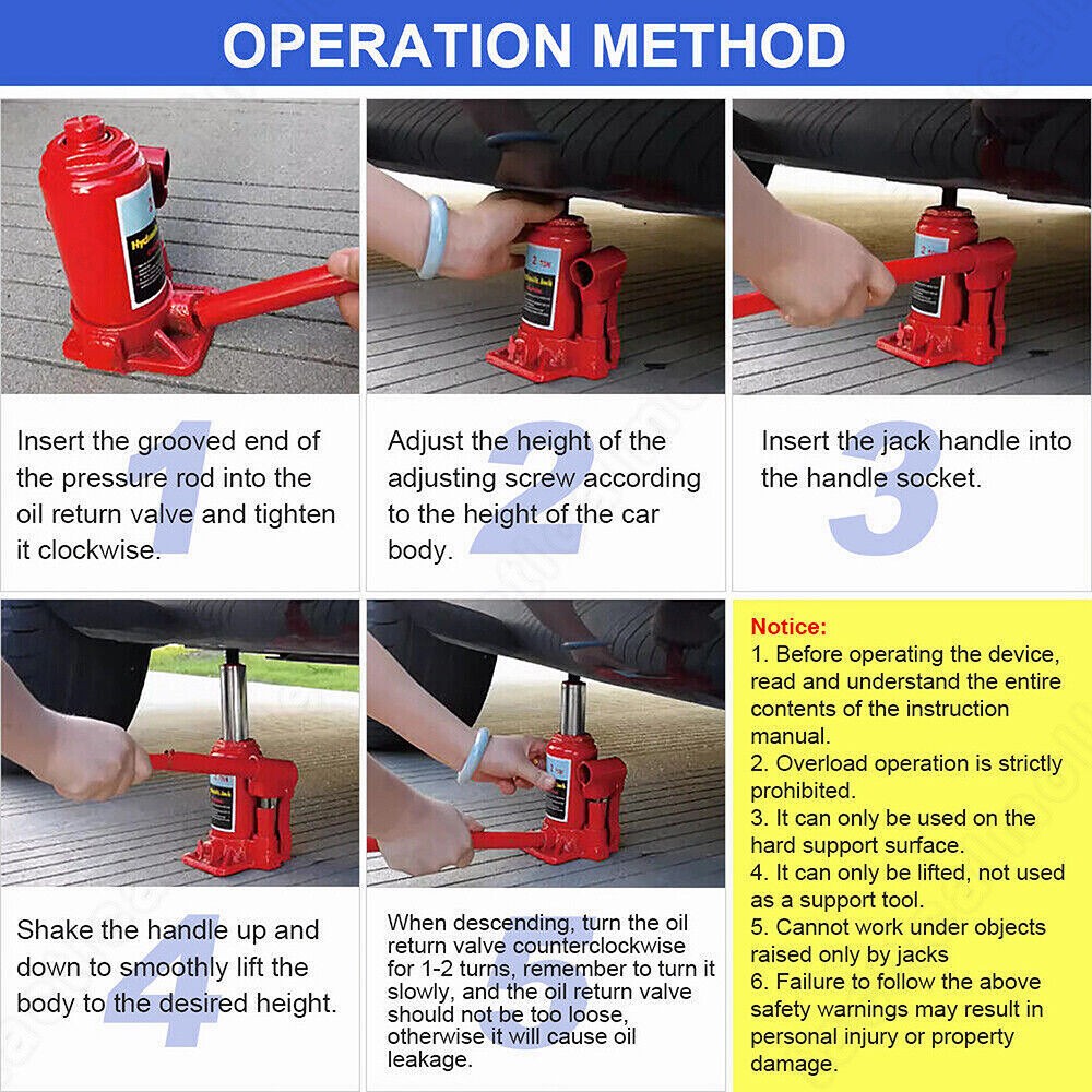 12Ton Hydraulic Bottle Jack Lift Car Lifting Tool Truck Caravan Tractors 4WD SUV