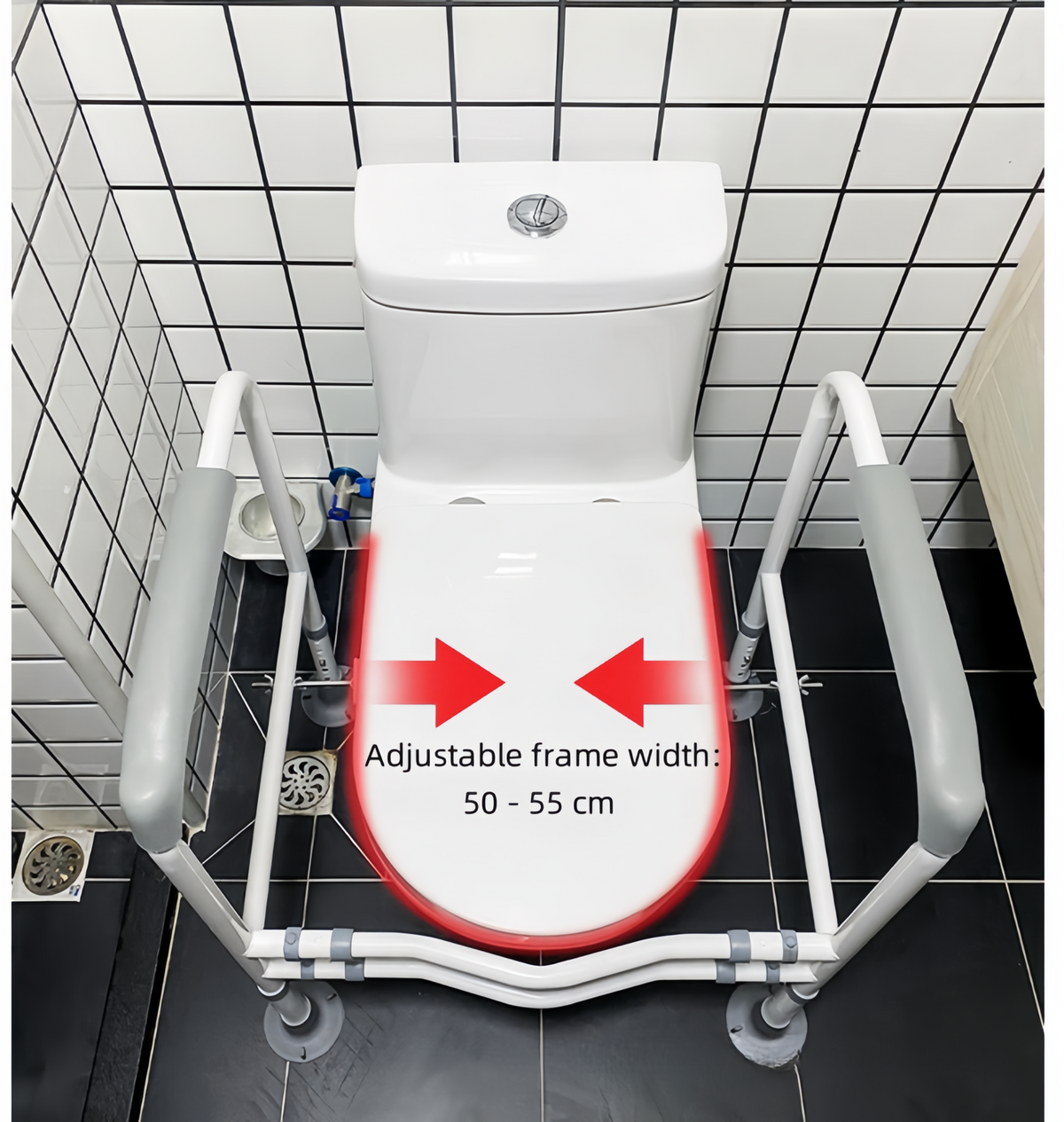 Toilet Safety Frame & Rail – Adjustable Bathroom Support Stand, Non-Slip Handrails