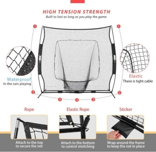 Salelink 213x213cm Baseball Backstop Softball Practice Net