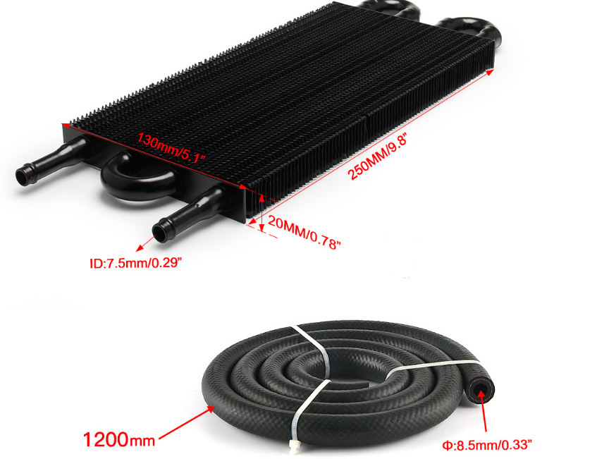 4 Pass Tube and Fin Transmission Cooler Universal 5/16" Oil Cooler Kit