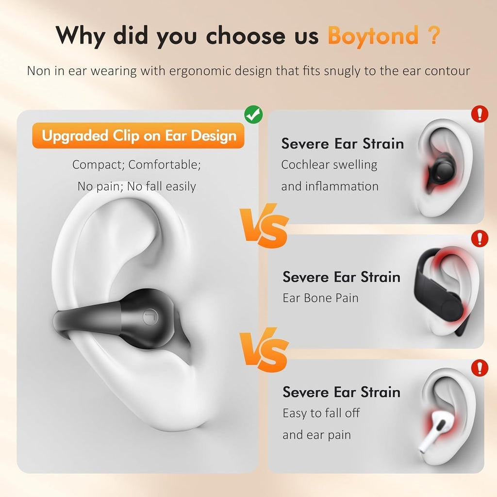 Salelink Open Ear Clip Headphones Wireless Earbuds Bluetooth Over Ear Buds Bone Conduction