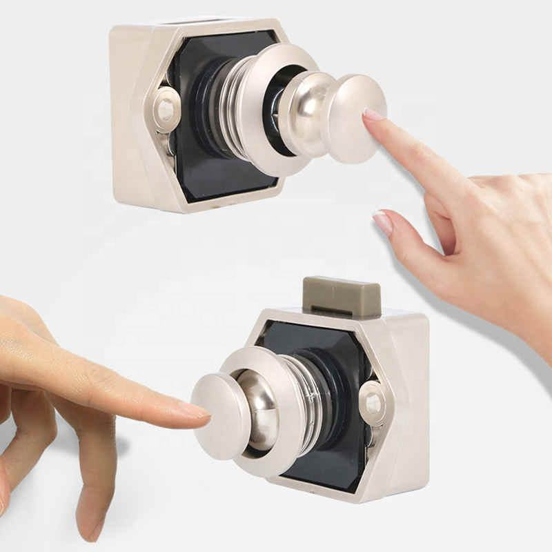 4x Push Button Drawer Cupboard Latch Catch Lock RV Caravan Cabinet Handle Knob