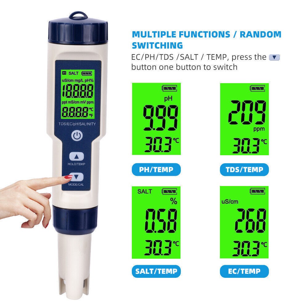 PH TDS Meter Digital Tester Pen Aquarium Pool SPA Water Quality Monitor