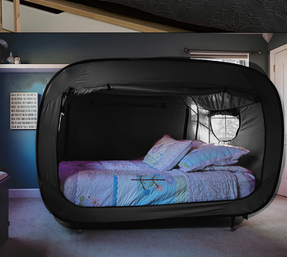 Pop Up Bed Tent Black Bed Canopy Shelter Cabin Indoor Privacy