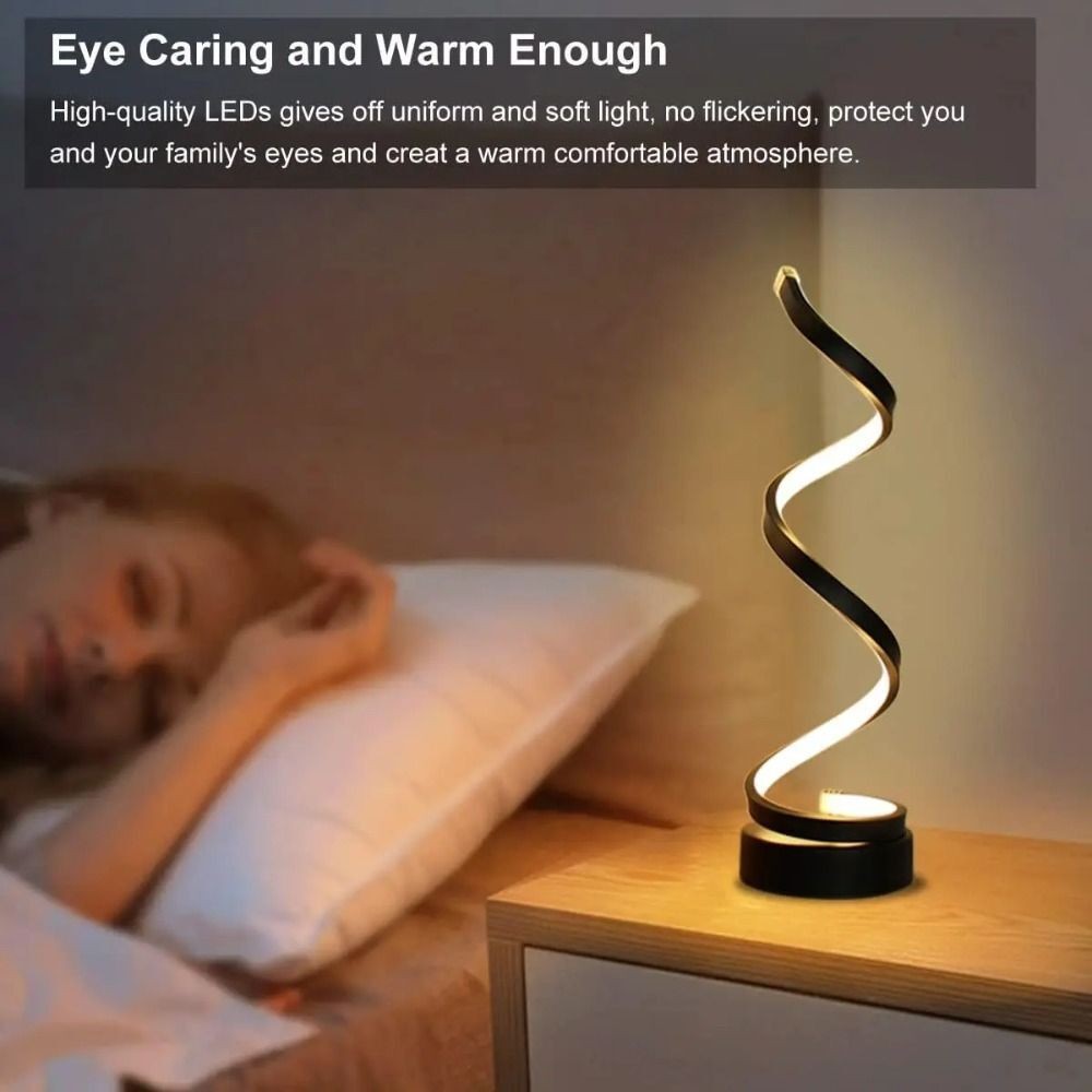 Modern Spiral LED Table Lamp Dimmable Bedside Nightstand Light