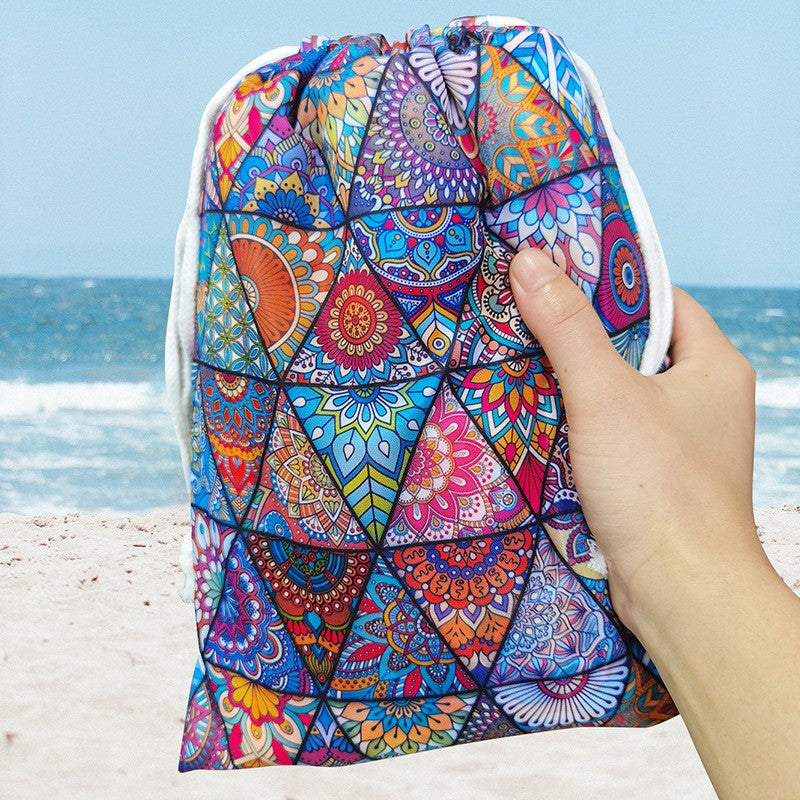 Beach Mat Blanket Waterproof Sandproof Picnic Mat w/Stakes Storage Bag 175x175cm