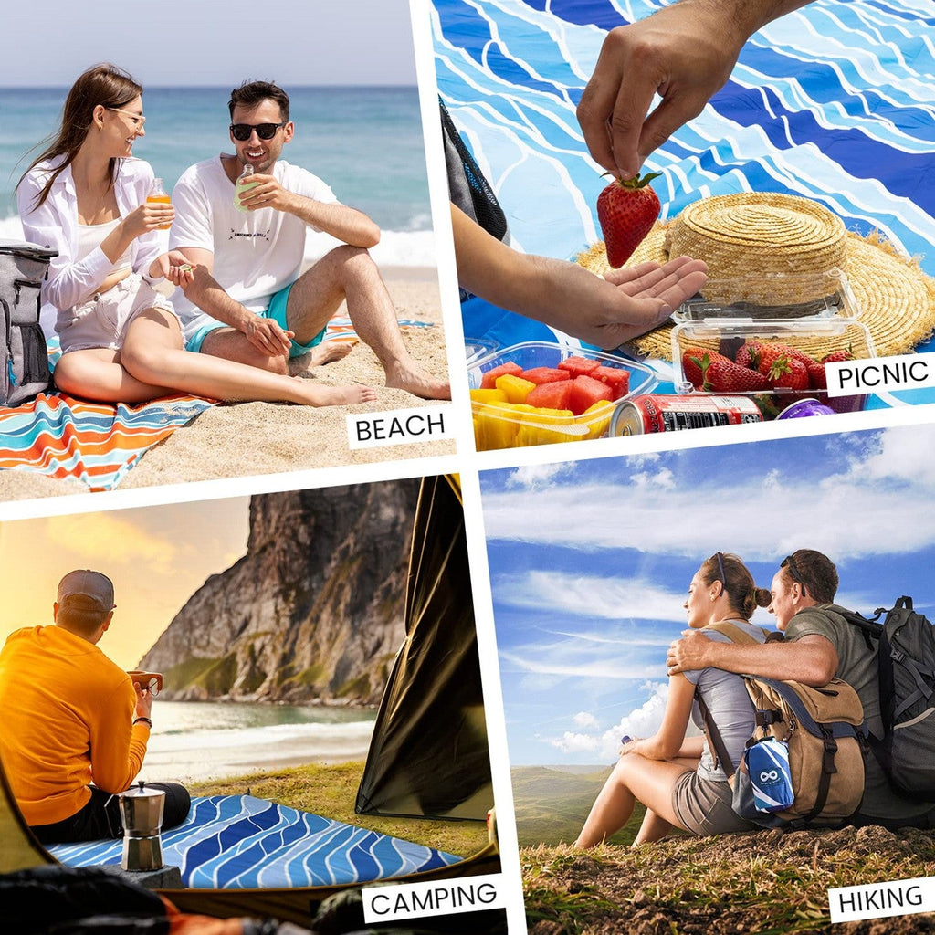 Large Beach Blanket 210x200cm Waterproof Sandproof Outdoor Picnic Mat