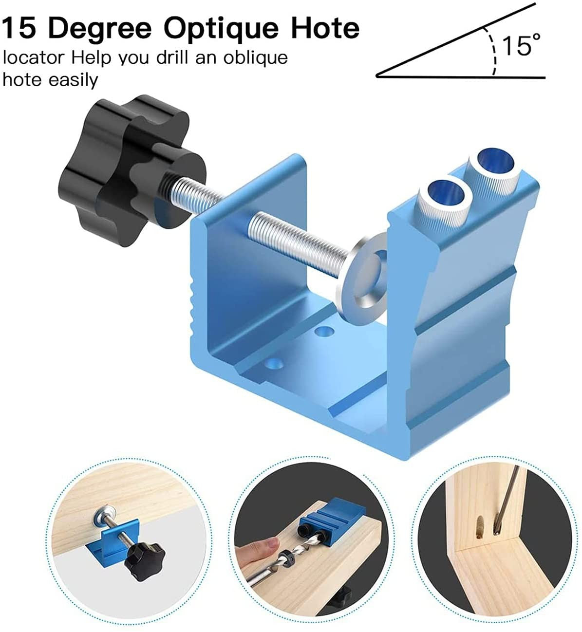78PCS Pocket Hole Jig 15 Degree Aluminum Woodworking Drill Guide Kit AU