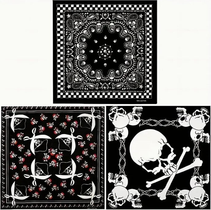 Random 10PCS Cotton Bandana Paisley Skull Scarf Head Face Neck Mask Wrap Shield Fishing